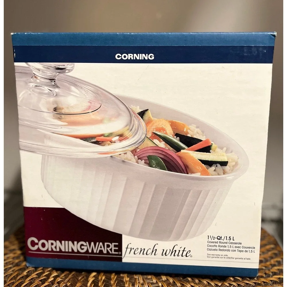 Corningware French White 1.5 Quart Covered Round Casserole Dish NIB